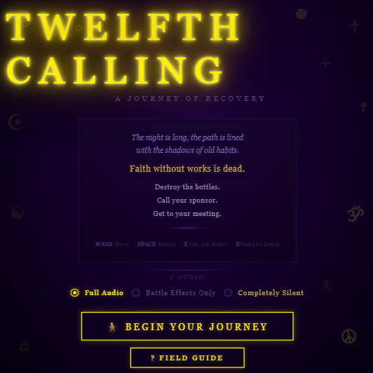 Twelfth Calling - a browser based html5 css3 recovery game